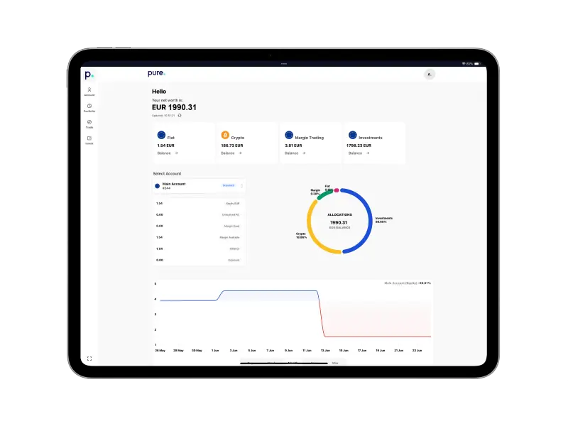 iPad with crypto wallet interface
