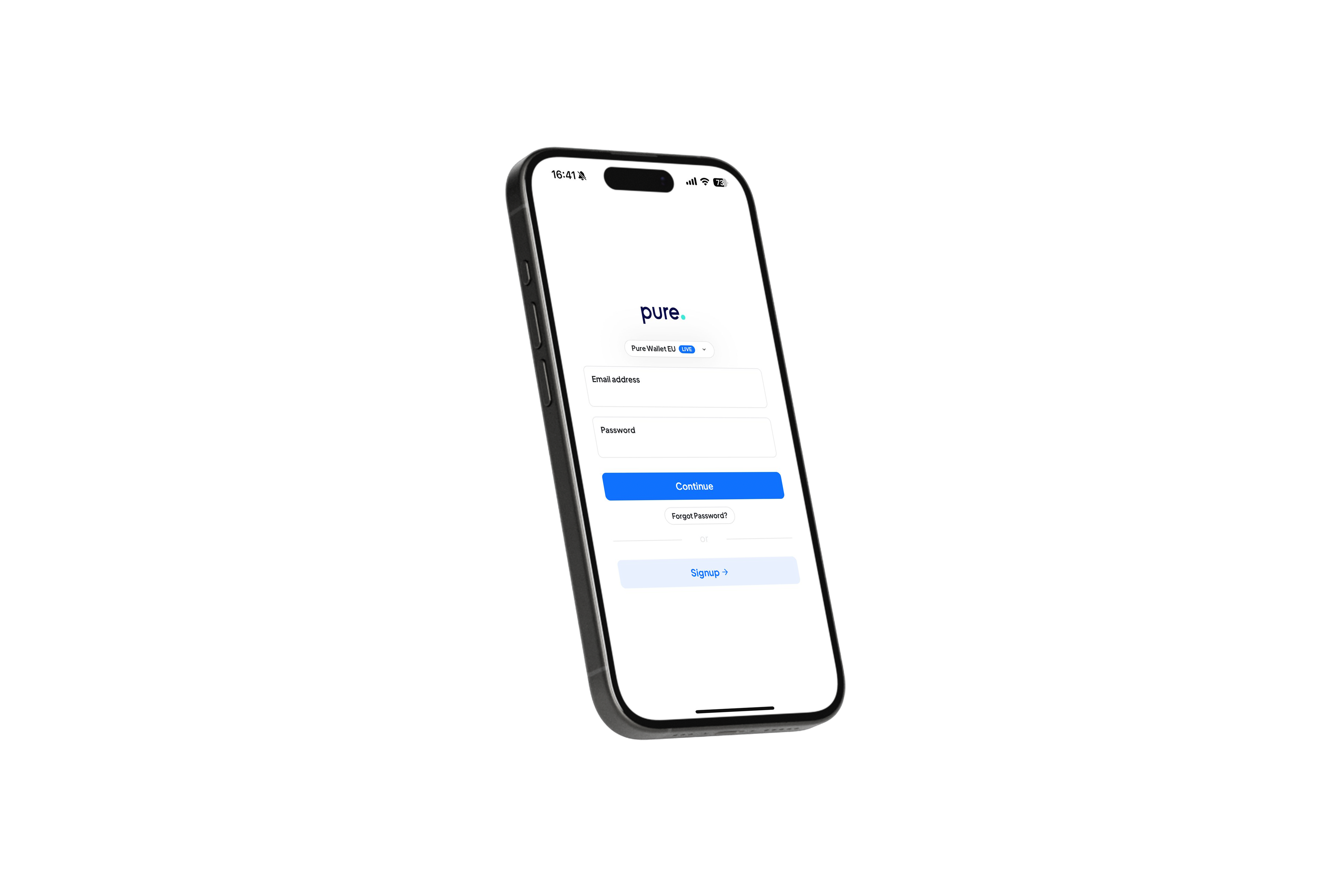 Schermata Registrazione PureWallet